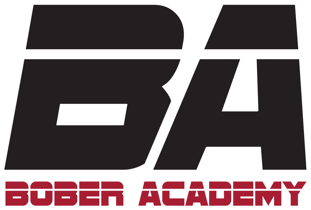 bober academy black and red color logo